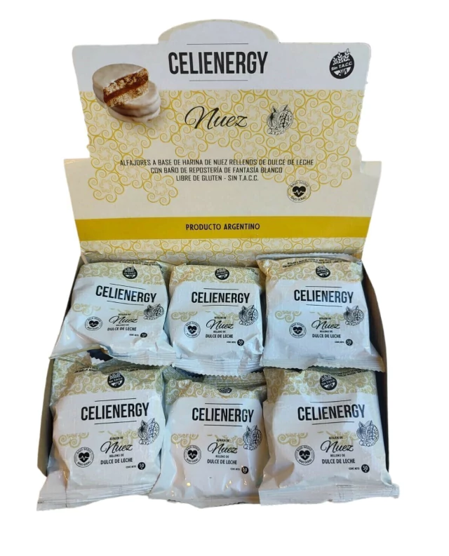 ALFAJOR DE NUEZ RELLENO CON DULCE DE LECHE- CELIENERGY