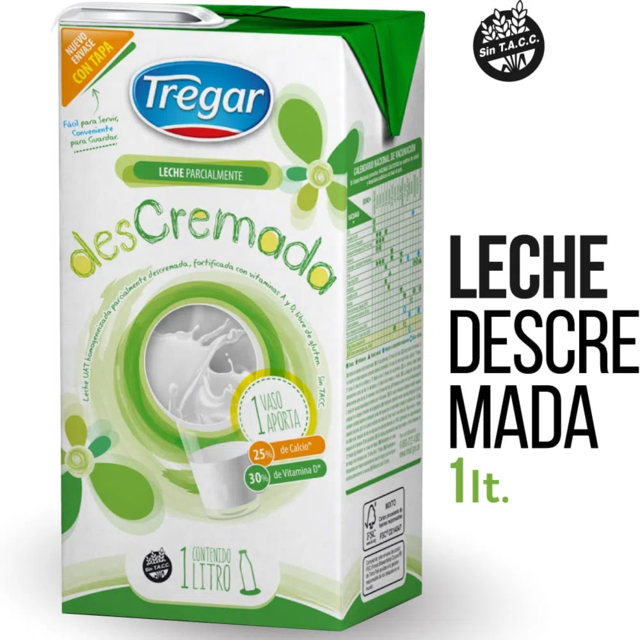 PROMO LECHE LARGAVIDA DESCREMADA X 1 LL -TREGAR